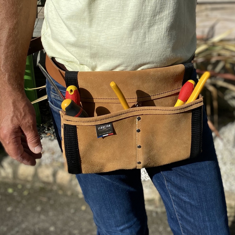 Sacoche porte outils deux poches cuir